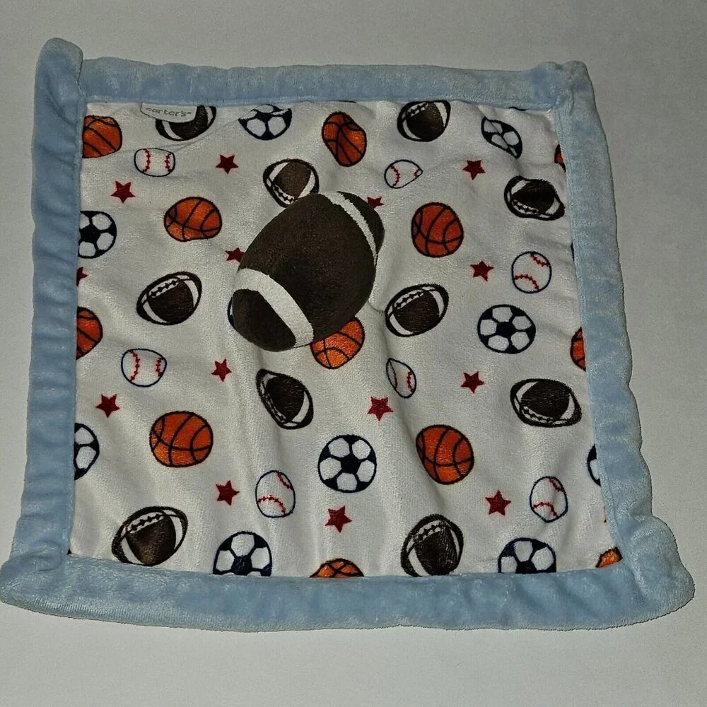 Carter's Sports Ball Lovey Plush Football Baseball Basketball Soccer Stars Blue